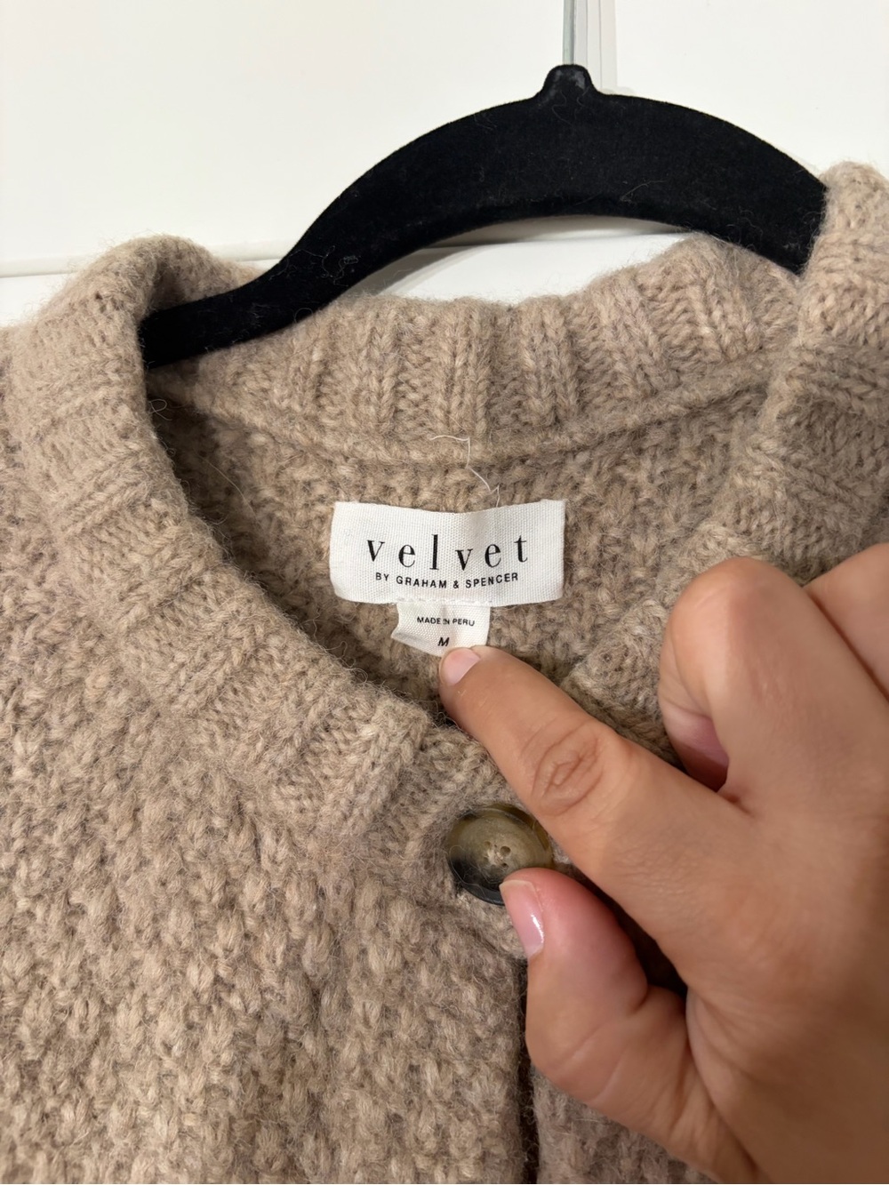 Velvet by Graham & Spencer Chunky Taupe Button-Up Cardigan - Picture 4 of 6